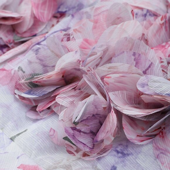 Floral Print Ruffled Mini Dress with Deep V-Neck | Formal Dress w/ 3/4 Sleeves - Picture 8 of 11